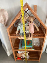 Load image into Gallery viewer, Wicker dolls house, wicker book shelf, wicker cabinet, wicker shelf, wicker Barbie house, wicker bookcase

