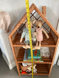 Wicker dolls house, wicker book shelf, wicker cabinet, wicker shelf, wicker Barbie house, wicker bookcase
