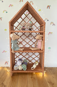 Wicker dolls house, wicker book shelf, wicker cabinet, wicker shelf, wicker Barbie house, wicker bookcase