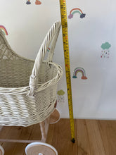 Load image into Gallery viewer, Cream wicker doll pram, 1st birthday girl pram,  wicker pram, handmade, eco-friendly toy, no bedding.
