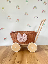 Load image into Gallery viewer, Wicker wagon with wooden handle, wicker wagon, wagon toy
