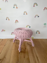 Load image into Gallery viewer, Wicker stool, rattan stool, kids chair, baby chair, kids wicker chair, wicker chair, rattan chair, baby stool, plastic free, light pink

