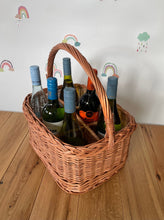 Load image into Gallery viewer, Wicker wine carrier, wine holder, wine storage, wedding gift, wine hamper,  6 bottles carrier
