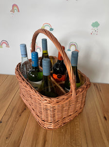 Wicker wine carrier, wine holder, wine storage, wedding gift, wine hamper,  6 bottles carrier