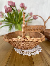 Load image into Gallery viewer, Personalised basket, flower basket, flower girl wicker basket, Easter basket, Wedding basket, wicker basket, rattan basket, egg hunt basket,

