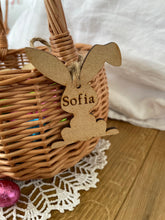 Load image into Gallery viewer, Personalised basket, flower girl basket, Easter basket, Wedding basket, wicker basket, rattan basket, flower basket,
