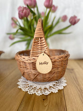 Load image into Gallery viewer, Personalised basket, flower girl basket, Easter basket, Wedding basket, wicker basket, rattan basket, flower basket,
