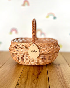Beautiful wicker basket with handle, Easter basket, Food blessing basket, Fruit basket, storage basket,