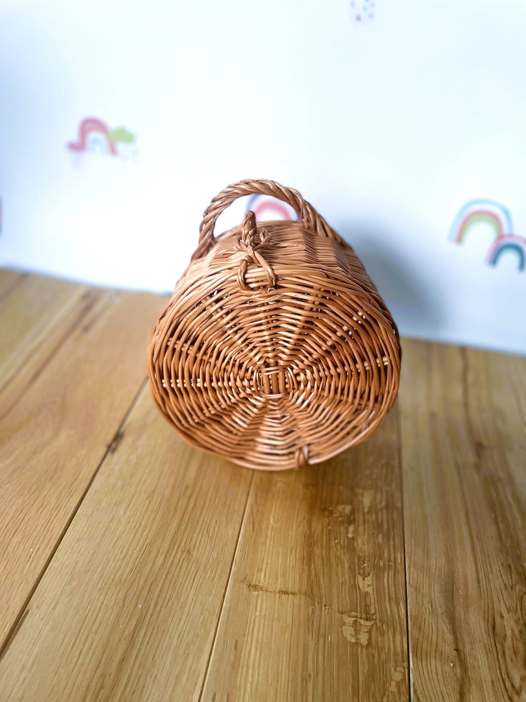 Round storage basket, wicker basket, sensory basket