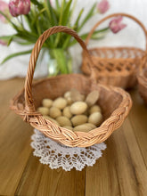Load image into Gallery viewer, Personalised basket, flower basket, flower girl wicker basket, Easter basket, Wedding basket, wicker basket, rattan basket, egg hunt basket,
