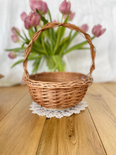 Load image into Gallery viewer, Personalised basket, flower girl basket, Easter basket, egg hunt basket, Wedding basket, wicker basket, rattan basket, flower basket,
