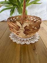 Load image into Gallery viewer, Personalised basket, flower girl basket, Easter basket, Wedding basket, wicker basket, rattan basket, flower basket, Wicker basket
