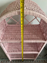Load image into Gallery viewer, Wicker bookcase, wicker shelf, wicker cabinet, wicker bedside cabinet, wicker furniture, kids furniture, Pink wicker shelving unit
