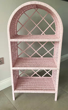 Load image into Gallery viewer, Wicker bookcase, wicker shelf, wicker cabinet, wicker bedside cabinet, wicker furniture, kids furniture, Pink wicker shelving unit
