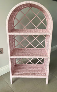 Wicker bookcase, wicker shelf, wicker cabinet, wicker bedside cabinet, wicker furniture, kids furniture, Pink wicker shelving unit