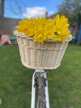 Load image into Gallery viewer, Bicycle wicker basket, basket with hooks, handlebars basket, front bike basket, bicycle basket, bike basket, unpainted,  cream colour
