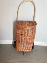 Load image into Gallery viewer, Wicker shopping trolley, adult shopping basket, wicker shopping cart, rattan shopping trolley, willow shopping basket
