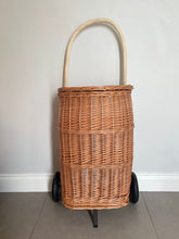 Load image into Gallery viewer, Wicker shopping trolley, adult shopping basket, wicker shopping cart, rattan shopping trolley, willow shopping basket
