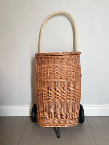 Wicker shopping trolley, adult shopping basket, wicker shopping cart, rattan shopping trolley, willow shopping basket