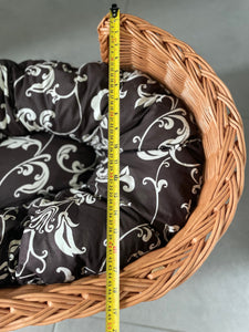 Luxury personalised wicker oval dogs bed with cushion. Dog bed, dog crib, wicker pets bed.