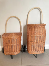Load image into Gallery viewer, Wicker shopping trolley, adult shopping basket, wicker shopping cart, rattan shopping trolley, willow shopping basket
