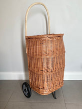 Load image into Gallery viewer, Wicker shopping trolley, adult shopping basket, wicker shopping cart, rattan shopping trolley, willow shopping basket
