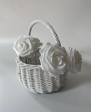 Load image into Gallery viewer, WHITE basket, Easter basket, flower girl basket, wedding basket, sensory basket, egg hunt basket, flower basket, wicker basket, 3 sizes
