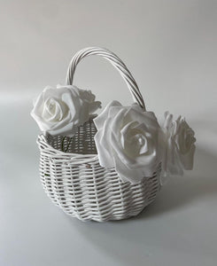 WHITE basket, Easter basket, flower girl basket, wedding basket, sensory basket, egg hunt basket, flower basket, wicker basket, 3 sizes