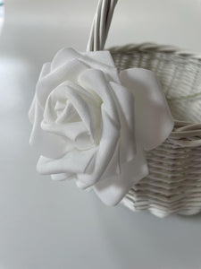 WHITE basket, Easter basket, flower girl basket, wedding basket, sensory basket, egg hunt basket, flower basket, wicker basket, 3 sizes
