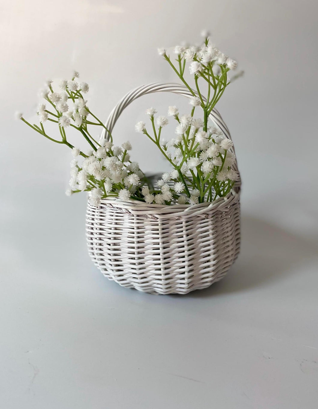 WHITE basket, Easter basket, flower girl basket, wedding basket, sensory basket, egg hunt basket, flower basket, wicker basket, 3 sizes