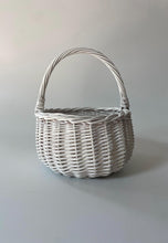 Load image into Gallery viewer, WHITE basket, Easter basket, flower girl basket, wedding basket, sensory basket, egg hunt basket, flower basket, wicker basket, 3 sizes
