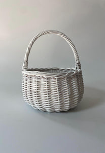 WHITE basket, Easter basket, flower girl basket, wedding basket, sensory basket, egg hunt basket, flower basket, wicker basket, 3 sizes