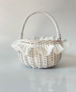 WHITE basket, Easter basket, flower girl basket, wedding basket, sensory basket, egg hunt basket, flower basket, wicker basket, 3 sizes