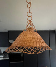 Load image into Gallery viewer, Wicker lampshade, Wicker Pendant Light, Wicker lamp fixture, Rattan pendant, wicker hanging light, wicker chandelier
