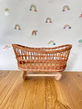 Load image into Gallery viewer, Luxury dolls crib, wicker cradle. Handmade bedding of your choice included, Natural
