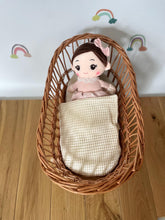 Load image into Gallery viewer, Luxury dolls crib, wicker cradle. Handmade bedding of your choice included, Natural
