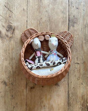 Load image into Gallery viewer, Hanging wicker basket, teddy basket, bear basket,
