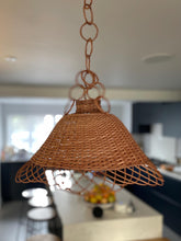 Load image into Gallery viewer, Wicker lampshade, Wicker Pendant Light, Wicker lamp fixture, Rattan pendant, wicker hanging light, wicker chandelier
