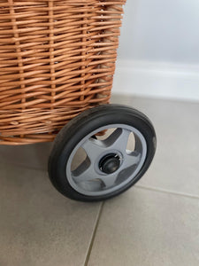 Wicker shopping trolley, adult shopping basket m, shopping trolley, wicker shopping cart, rattan shop trolley, willow shopping basket
