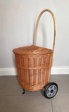Load image into Gallery viewer, Wicker shopping trolley, adult shopping basket m, shopping trolley, wicker shopping cart, rattan shop trolley, willow shopping basket
