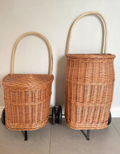 Load image into Gallery viewer, Wicker shopping trolley, adult shopping basket m, shopping trolley, wicker shopping cart, rattan shop trolley, willow shopping basket
