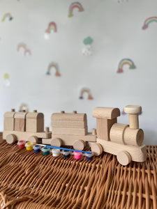 Wooden train with blocks, wooden toy,
