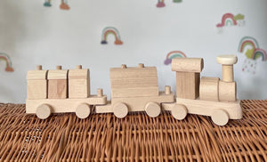 Wooden train with blocks, wooden toy,