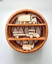 Load image into Gallery viewer, Round wicker hanging shelf, Hanging bookshelf, Natural unpainted wicker
