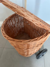Load image into Gallery viewer, Wicker shopping trolley, adult shopping basket m, shopping trolley, wicker shopping cart, rattan shop trolley, willow shopping basket
