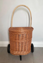 Load image into Gallery viewer, Wicker shopping trolley, adult shopping basket m, shopping trolley, wicker shopping cart, rattan shop trolley, willow shopping basket
