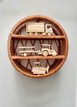 Load image into Gallery viewer, Round wicker hanging shelf, Hanging bookshelf, Natural unpainted wicker
