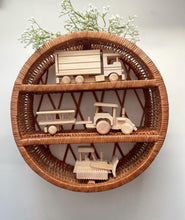 Load image into Gallery viewer, Round wicker hanging shelf, Hanging bookshelf, Natural unpainted wicker
