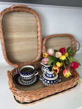 Load image into Gallery viewer, Wicker breakfast tray, wicker tea tray, wicker serving tray, decorative tray, breakfast tray,
