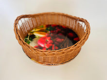Load image into Gallery viewer, Wicker tray, wicker serving tray, round tray, fruit basket, breakfast basket

